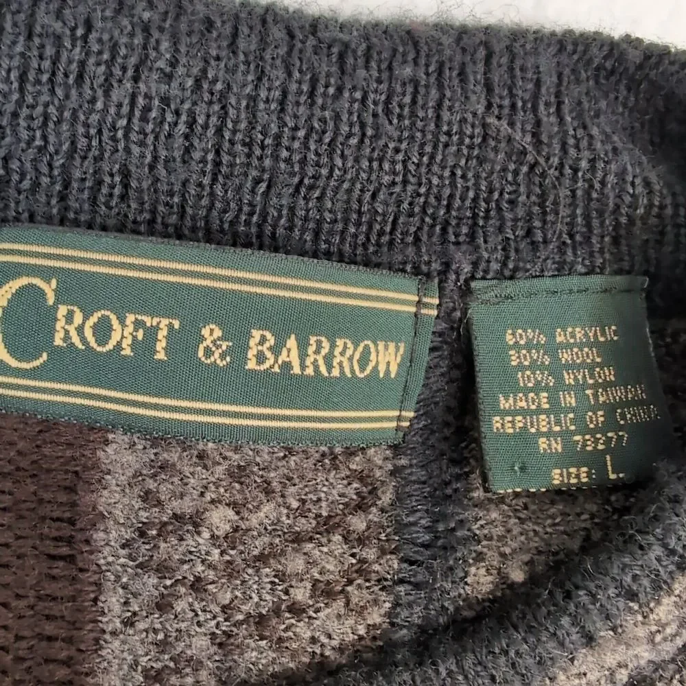 Vtg Croft & Barrow Coogie Style Sweater Cosby 3D Textured grandpa  Earth Brown L